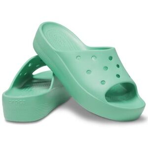 Crocs Classic Platform Slides Jade Green Like New EUC Womens 9 Sandals Shoes